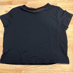 Aerie Black Mesh Cropped Short Sleeve Tee